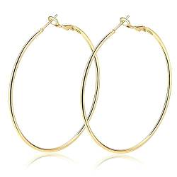 AURSTORE Ohrringe, Creolen, für Damen, aus Edelstahl, groß, modisch, Schmuck, Geschenke für Frauen, 50mm, Gold, Edelstahl von AURSTORE