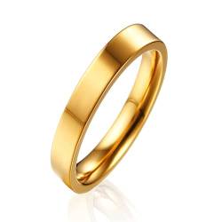 AURSTORE Schmuck Ring Mann Frau Ring Edelstahl Verlobung Hochzeit 4mm Größe nach Wahl 51-72 (gold, 51(16.2)) von AURSTORE