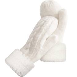 AURUZA Handschuhe Damen Winter Warme, Fäustlinge Damen Kinder Fausthandschuhe Winterhandschuhe Perfektes Weihnachts Geburtstags Geschenk für Damen Mädchen Mutter Tochter Liebhaber (Weiß 1) von AURUZA