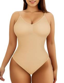 AURUZA Shapewear Bodysuit Damen, Body Shaper Damen, Shaping Body Thong Sculpting Korsett Bauchweg, Tank Top (Nude M) von AURUZA