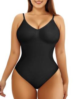 AURUZA Shapewear Bodysuit Damen, Body Shaper Damen, Shaping Body Thong Sculpting Korsett Bauchweg, Tank Top (Schwarz 2XL) von AURUZA