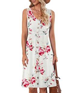 AUSELILY Sommerkleid für Damen Rose White XL von AUSELILY