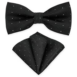 AUSUAYA Herren Fliege und Einstecktuch Set, Unisex Design Fliege und Einstecktuch für Business Formal Tuxedo oder Hochzeit MB-T8 (Schwarz) von AUSUAYA