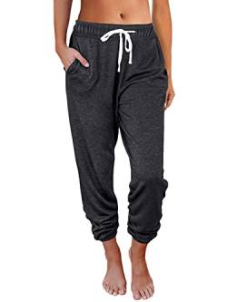 AUTOMET Damen Baggy Lounge Sweatpants Pyjama Hose, Schwarz/Grau, Groß von AUTOMET