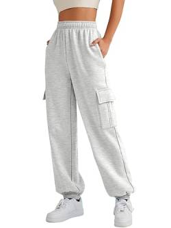 AUTOMET Damen Cargo Sweatpants Oversized Fleece Jogger Herbst Mode Outfits Y2k Kleidung 2023 mit Taschen, GRAU, Groß von AUTOMET