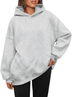 AUTOMET Damen-Kapuzenpullover, übergroß, Fleece, Sweatshirts, Kapuzenpullover 2024, modische Herbstkleidung, trendige Outfits, Winterpullover, GRAU, S von AUTOMET