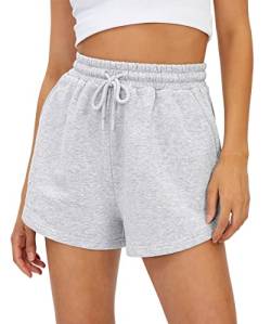 AUTOMET Damen-Sweat-Shorts, lässig, Sommer, athletisch, bequeme Shorts, Frühlingsoutfits, Herbstmode, Kleidung 2024, GRAU, Klein von AUTOMET