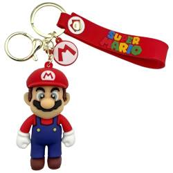 AUTOZOCO Mario Silikon Schlüsselanhänger Super Mario Schlüsselanhänger Gummi Mario Bros Schlüsselanhänger Mario Figur Schlüsselanhänger 7cm Silikon Kompatibel mit Nintendo, rot von AUTOZOCO