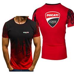 Herren T-Shirts Unterwäsche Für Ducati Farbverlauf Stilvolle Poloshirts Rundhalsausschnitt Weich Kurzarm Workout Top Kleidung Stretchdruck Halbarm-Red||3XL von AUTS