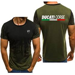 Kurzärmliges Herren-T-Shirt Für Ducati Trainingsunterwäsche Kontrastfarben T-Shirt Top Kleidung Rundhals Halbarmdruck Feuchtigkeitsableitende Poloshirts-Green||S von AUTS