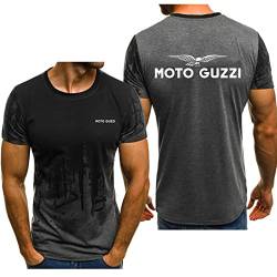 Weiches Herren-T-Shirt Für Moto Guzzi Schnell Trocknend Kleidung Kontrastfarben Kurzarm Rundhals-Poloshirts Stilvolle Halbarm-Unterwäsche Mit Druck-Grey||2XL von AUTS