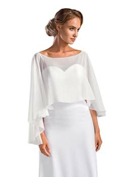 AUTTOGirl Damen Chiffon Schal Stola Hochzeit Bolero Umschlagtuch Brautkleid Festliche Abendkleid Elegant Elfenbein von AUTTOGirl