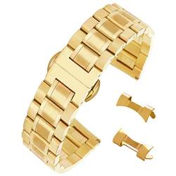 AUTULET Herren Edelstahl Uhrarmband Gold 18mm von AUTULET