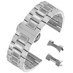 AUTULET Herren Edelstahl Uhrenarmband Silber- 22mm von AUTULET