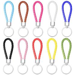 AUTUUCKEE Schlüsselanhänger-Lederband, 10 Stück, geflochtenes Leder, Anti-Verlust, mehrfarbig, DIY, universelles Geschenk, Schlüsselanhänger von AUTUUCKEE