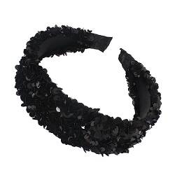 Haarband for Damen, Pailletten-Haarreif, Damen-Stirnband, Perlen-Stirnband, Damen-Haarreif/205 (Color : Black, Size : 1 Count (Pack of 1)) von AUVNQDUC