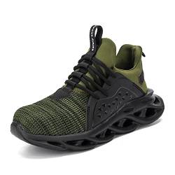 AUXDIQ Arbeitsschuhe Herren Damen Atmungsaktiv Sicherheitsschuhe mit Stahlkappe Leicht Schutzschuhe Sportlich Sneaker Grün 41 EU von AUXDIQ