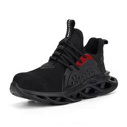 AUXDIQ Arbeitsschuhe Herren Damen Atmungsaktiv Sicherheitsschuhe mit Stahlkappe Leicht Schutzschuhe Sportlich Sneaker Schwarz 43 EU von AUXDIQ