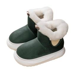 AUXDIQ Hausschuhe Damen Gefüttert Winter Hausstiefel rutschfest Pantoffeln Stiefel Schuhe Drinnen und Draußen Grün 39/40 von AUXDIQ