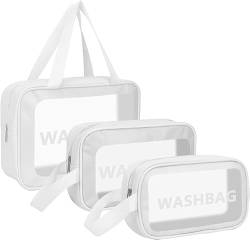 AUXDIQ Kulturtasche, 3PCS Clear Toiletries Bag Travel Wash Bag Waterproof PVC Makeup Cosmetic Organizer Transparent Storage Bag for Women Men von AUXDIQ
