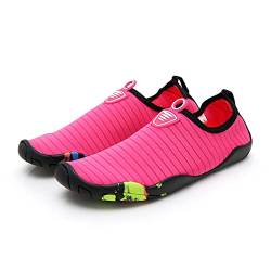 AUXDIQ Schwimmschuhe Badeschuhe Aquaschuhe Surfschuhe Wasserschuhe Strandschuhe Barfuß Schnell Trocknend für Damen Herren Kinder Dunkelrosa 38/39 EU von AUXDIQ