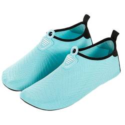 AUXDIQ Schwimmschuhe Damen Herren Badeschuhe Aquaschuhe Surfschuhe Wasserschuhe Strandschuhe Barfuß Schnell Trocknend Hellblau 35/36 EU von AUXDIQ