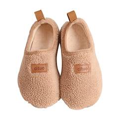 AUXDIQ Winter Hausschuhe Damen Herren rutschfeste Leichte Pantoffeln Warme Hausschuhe für Drinnen und Draussen, Beige, 34 EU von AUXDIQ