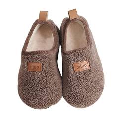 AUXDIQ Winter Hausschuhe Damen Herren rutschfeste Leichte Pantoffeln Warme Hausschuhe für Drinnen und Draussen, Braun, 34 EU von AUXDIQ