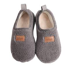 AUXDIQ Winter Hausschuhe Damen Herren rutschfeste Leichte Pantoffeln Warme Hausschuhe für Drinnen und Draussen, Grau, 33 EU von AUXDIQ