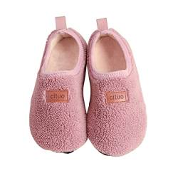AUXDIQ Winter Hausschuhe Damen Herren rutschfeste Leichte Pantoffeln Warme Hausschuhe für Drinnen und Draussen, Rosa, 34 EU von AUXDIQ