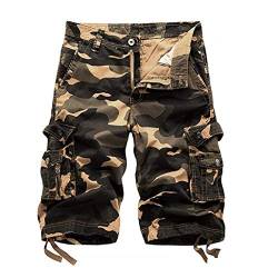 AUYUG Bermuda Shorts Männer Sommer Armee Baumwolle Kurze Hose Herren Cargo Shorts(Khaki,42) von AUYUG