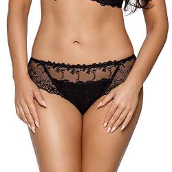 AVA 1030 Slips Damen Dessous Spitze Geblümt Normaler Bund Setteil EU, Schwarz,XL von AVA