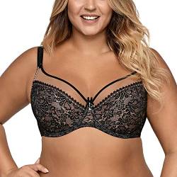 AVA 1396 Soft BH Damen Unterwäsche Gemustert Seitenstäbchen Regulierbar Setteil, Schwarz,95D von AVA