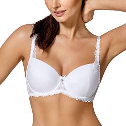 AVA 1563 Push-Up BH Dame Dessous Spitze Muserlos Regulierbar Hochzeit Setteil EU, weiß,65E von AVA