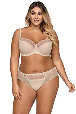 AVA Damen Bügel BH Dessous Stickerei Halbgepolstert Schleife Träger 1030, Beige,80D von AVA