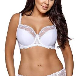 AVA Damen Bügel BH Dessous Stickerei Halbgepolstert Schleife Träger 1030, Weiß,90B von AVA