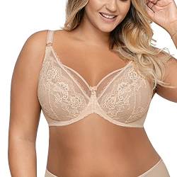 AVA Damen Soft BH Spitze Netz Schalen Streifen Unterwäsche1824 Venus, Beige,95B von AVA