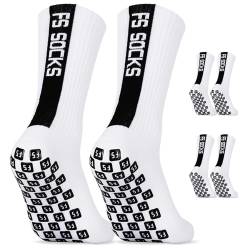 AVABEST Fussball Socken Herren 2 Paar Grip Socken Fussball für Männer und Teenager, EU 39-46 Fußballsocken Rutschfeste Sportsocken für Basketball Laufen Radfahren Tennis Marathon, Fussballsocken, Weiß von AVABEST