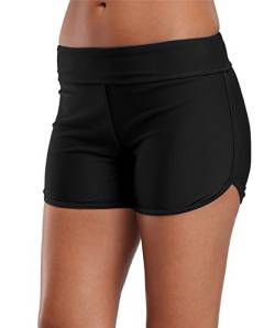 AVACOO Damen Schwimmhose Badeshorts Strandshorts Bauch Weg Sport Bikini Shorts 50 LSF Schwarz XL von AVACOO