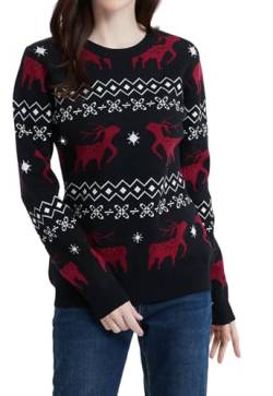 AVACOO Damen Strickpullover Weihnachten Pullover Rentier Weihnachtspullover Lustig Sweatshirt Kuschelig Langarm Shirt M von AVACOO