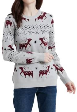 AVACOO Damen Strickpullover Weihnachten Pullover Rentier Weihnachtspullover Lustig Sweatshirt Kuschelig Langarm Shirt M von AVACOO