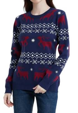 AVACOO Damen Strickpullover Weihnachten Pullover Rentier Weihnachtspullover Lustig Sweatshirt Kuschelig Langarm Shirt XL von AVACOO