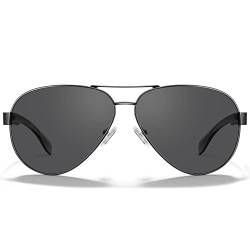AVAWAY Herren Sonnenbrille Polarisierte Pilotenbrille Acetat Material Fahren Wandern UV400 Unisex Klassische Entworf AV710 von AVAWAY