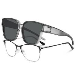 AVAWAY Polarisierte Überzieh Sonnenbrille Damen UV-Schutz Überbrille Sonnenbrille für brillenträger UV 400 von AVAWAY