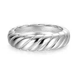 AVECON 925 Sterling Silber Ring für Herren Damen, 6mm Breite Twist Kabel Eheringe Verlobungsring Klassisch Modern Schmuck Größe 54.4(17.3) von AVECON