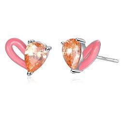 Herz Ohrring Rosa Champagne Pear CZ Ohrstecker Hypoallergene Ohrringe für Damen Mädchen Teenager Partei Hochzeiten Verlobungen von AVECON