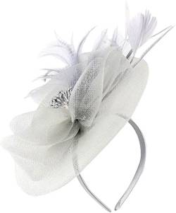 Damen-Fascinator, Federn-Teeparty-Hut, Schleier-Stirnband mit Haarspange, Haar-Accessoire, Fasinators-Kopftuch (Color : Gray, Size : One Size) von AVFORA