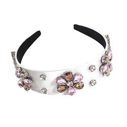 For grünes Haar, elegant, attraktiv, Band, Damen, Satin, Strass, breit, Mädchen-Kopfdekoration, Blumen-Reifen, Headwrap-Reifen, hart geformter Kristallrand, Kopfschmuck, Stirnband, handgefertigt (Col von AVFORA