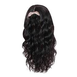 Schwarze Wellenperücke for Frauen mit Stirnband, afrikanisches Rosennetz und Seidenmaterial, Länge ca. 68 cm Lace-Front-Perücken, kurzes Haar for Frauen von AVFORA