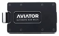 Aviator Slim Wallet Obsidian Black Slide - Minimalismus Geldbörse Brieftasche für Damen und Herren - Kartenetui mit Münzfach und Cash Strap - RFID - Made in Germany - Aluminium - Design Award von AVIATOR ULTIMATE SLM WLLT.